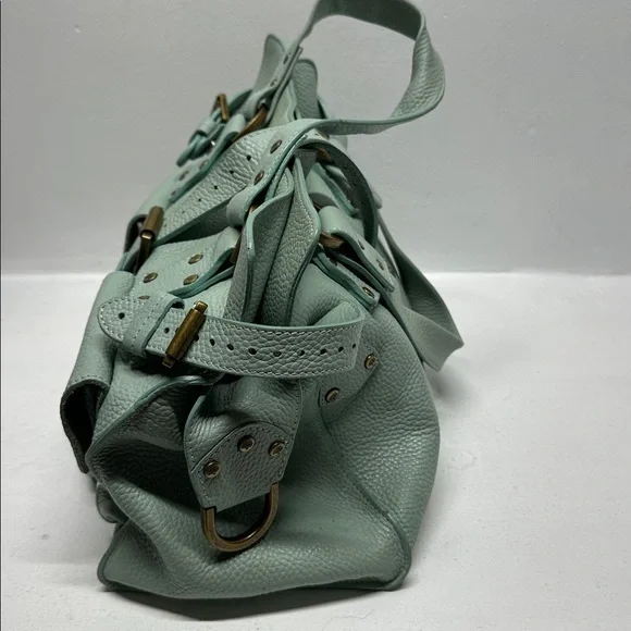 Mulberry Roxanne Satchel Bag Purse Studded Leather Limited Edition Green Gold - Picture 7 of 17